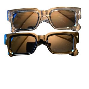 Eylrim Square Frame Sunglasses Unisex Chunky Set Of 2 Uv400 Blk/gry Blk/gradgrn